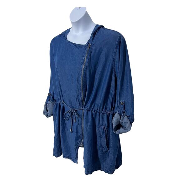 Simply Emma Plus Denim Tencel Full Zip Hooded Utility Jacket Women's Size 3X - Picture 8 of 15